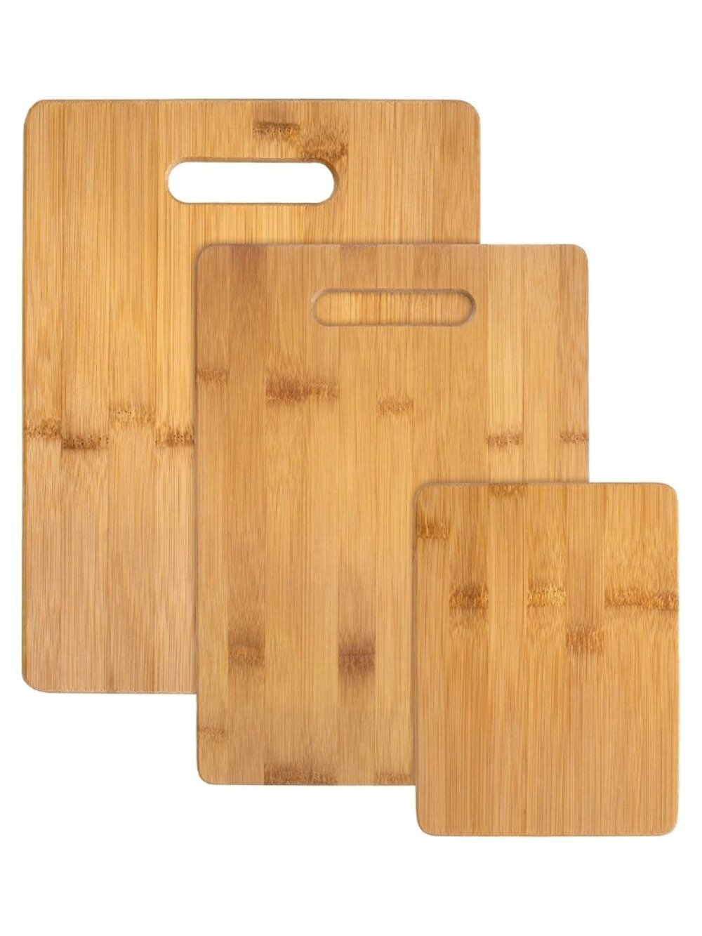3-Piece Bamboo Cutting Board Set Reversible Wood Kitchen Boards